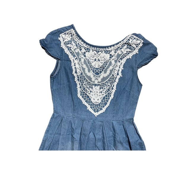 Women's Altar'd State Jean Dress with Crochet Details. Zipper back. Size Small. - Picture 3 of 10